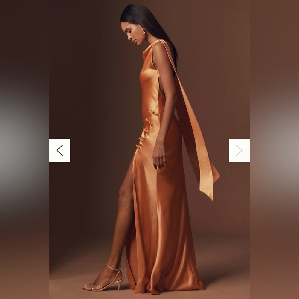 SAU LEE Priscilla Satin High-Neck Column Maxi Dress - Picture 4 of 7